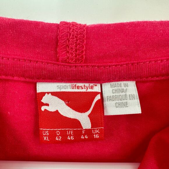 Puma Size XL Pink‎ Jersey Knit Pullover Cowl Neck Hoodie Outerwear Light Shirt - Picture 4 of 5